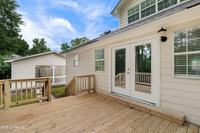 deck featuring french doors