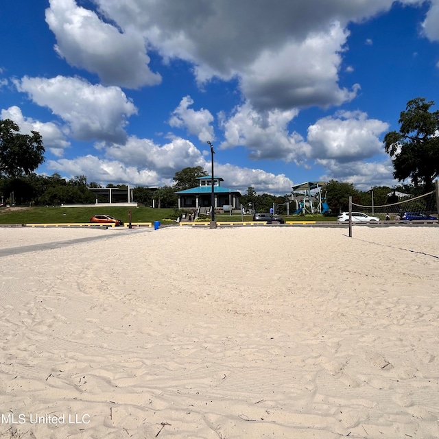 view of community with a gazebo and volleyball court