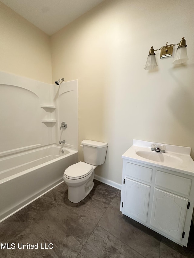 310 N Rankin St, Natchez, MS 39120 - bathroom with toilet, vanity, shower / bath combination, and baseboards