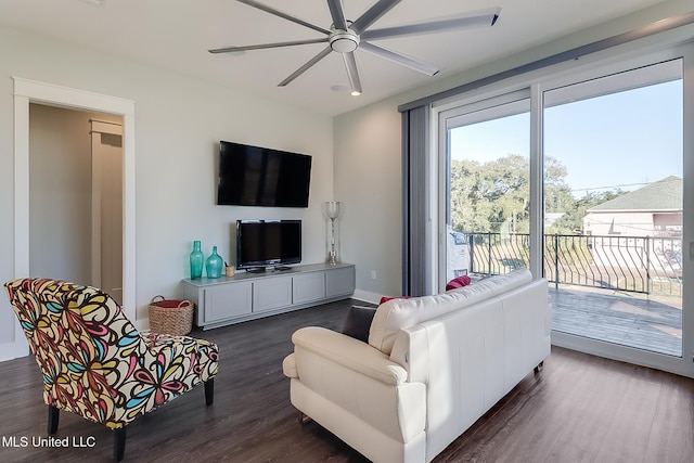 125 Miramar Ave, Biloxi, MS 39530 - living room featuring dark hardwood / wood-style floors and ceiling fan