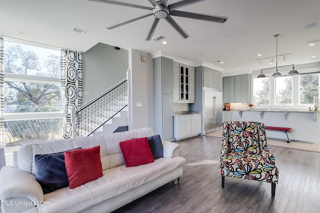 125 Miramar Ave, Biloxi, MS 39530 - living room with hardwood / wood-style flooring and ceiling fan