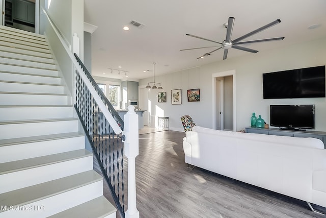 125 Miramar Ave, Biloxi, MS 39530 - living room with ceiling fan and hardwood / wood-style floors