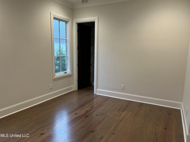 empty room featuring dark hardwood / wood-style floors