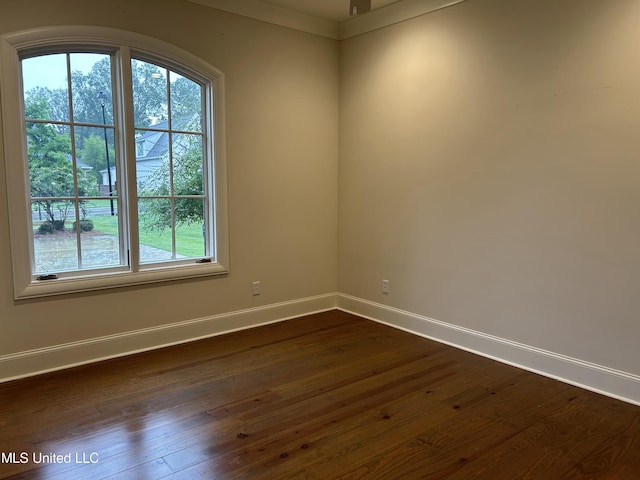 unfurnished room featuring dark hardwood / wood-style flooring