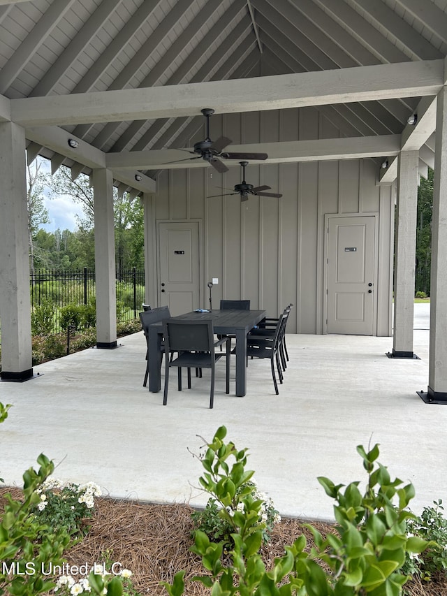 view of patio with ceiling fan