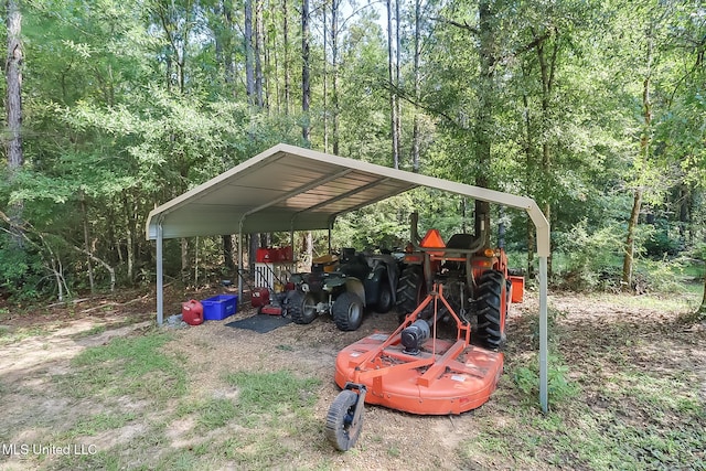 exterior space featuring a carport