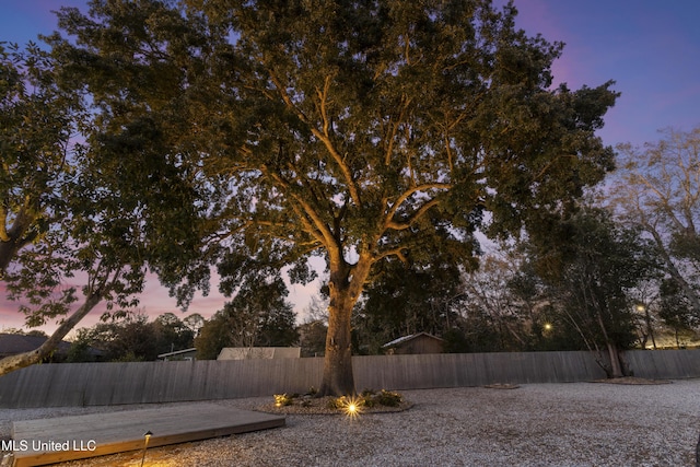 view of yard featuring fence