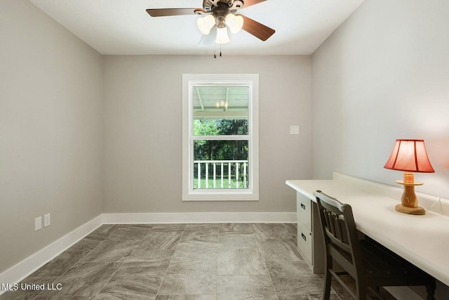 18153 Doc Lizana Rd, Gulfport, MS 39503 - office area featuring a ceiling fan and baseboards
