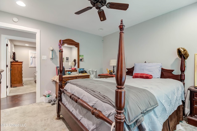 18153 Doc Lizana Rd, Gulfport, MS 39503 - bedroom with recessed lighting, ceiling fan, carpet, and baseboards