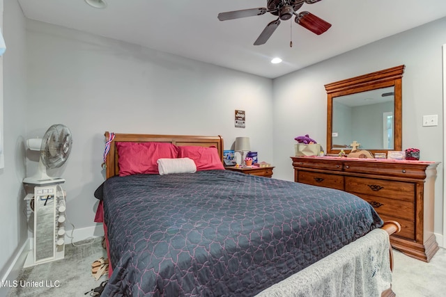 18153 Doc Lizana Rd, Gulfport, MS 39503 - carpeted bedroom featuring baseboards, recessed lighting, and ceiling fan
