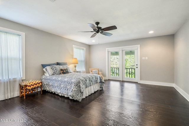 18153 Doc Lizana Rd, Gulfport, MS 39503 - bedroom featuring wood finished floors, recessed lighting, access to exterior, and baseboards