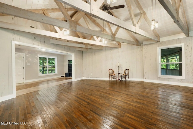 18153 Doc Lizana Rd, Gulfport, MS 39503 - spare room featuring beam ceiling, hardwood / wood-style flooring, and high vaulted ceiling
