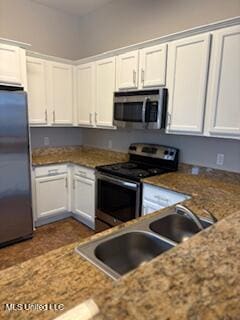 kitchen with white cabinetry, stainless steel appliances, and a sink