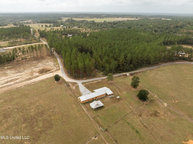 drone / aerial view featuring a rural view