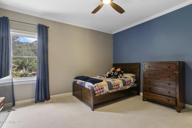 340 Sherborne Pl, Flowood, MS 39232 - bedroom featuring crown molding, carpet flooring, baseboards, and ceiling fan