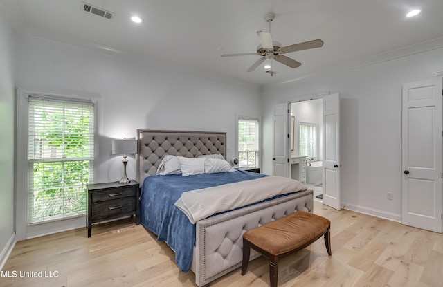 107 Chadwyck Ct, Madison, MS 39110 - bedroom featuring light wood finished floors, multiple windows, ornamental molding, baseboards, and recessed lighting