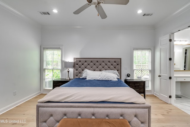 107 Chadwyck Ct, Madison, MS 39110 - bedroom featuring multiple windows, recessed lighting, light wood-style floors, and ceiling fan