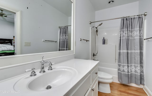 107 Chadwyck Ct, Madison, MS 39110 - bathroom featuring wood finished floors, vanity, shower / bath combination with curtain, and toilet
