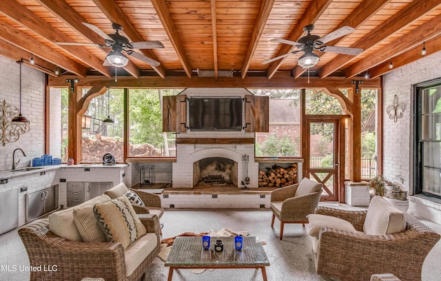107 Chadwyck Ct, Madison, MS 39110 - sunroom / solarium with a sink and beam ceiling