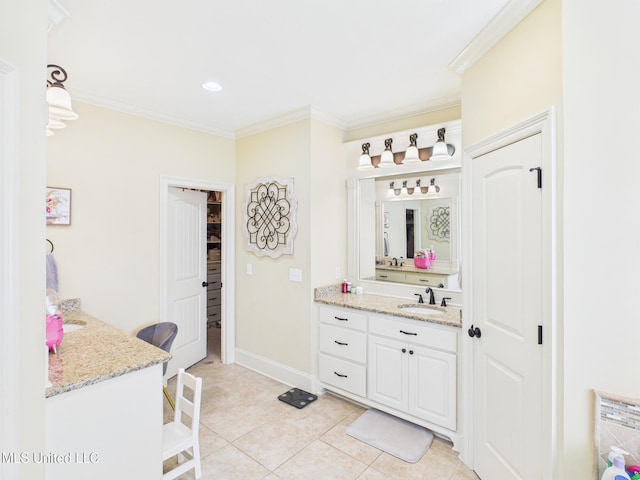 143 Charlton Dr, Madison, MS 39110 - bathroom with vanity, ornamental molding, and tile patterned floors