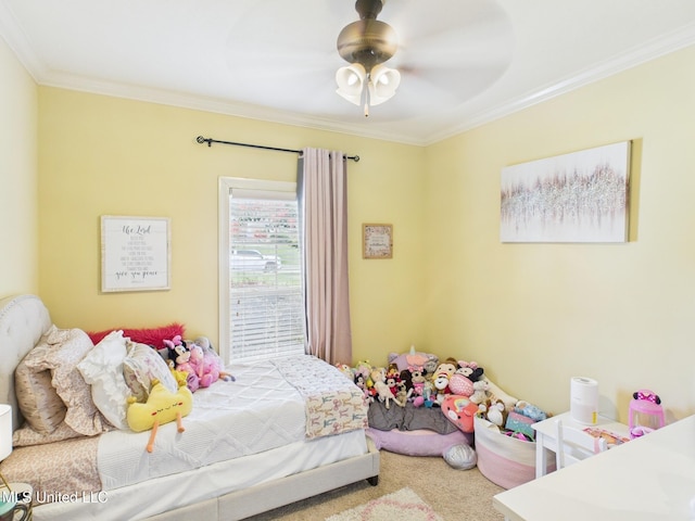 143 Charlton Dr, Madison, MS 39110 - carpeted bedroom with crown molding and a ceiling fan