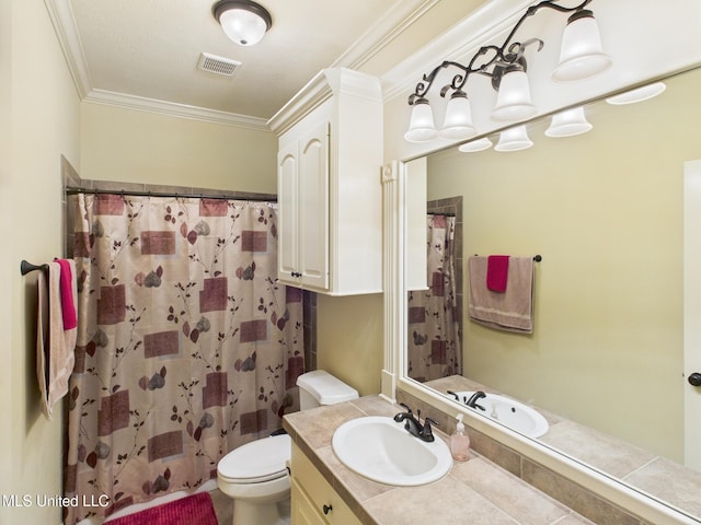 143 Charlton Dr, Madison, MS 39110 - full bath featuring vanity, crown molding, and a shower with shower curtain