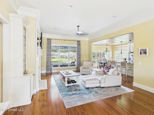 143 Charlton Dr, Madison, MS 39110 - living area with wood finished floors, ornamental molding, and recessed lighting