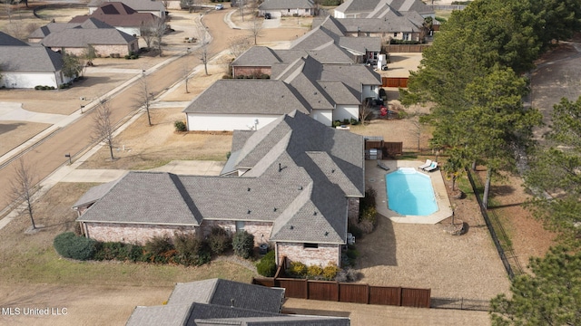 bird's eye view with a residential view