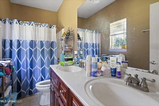 18496 Devin Ct, Gulfport, MS 39503 - full bathroom featuring tile patterned flooring, double vanity, and a shower with shower curtain