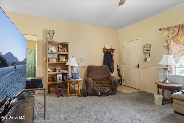18496 Devin Ct, Gulfport, MS 39503 - living area with carpet floors and a ceiling fan