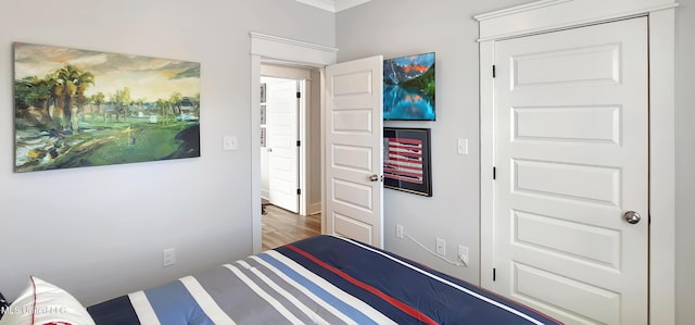 bedroom featuring wood finished floors