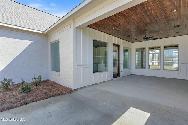 view of patio / terrace with a ceiling fan