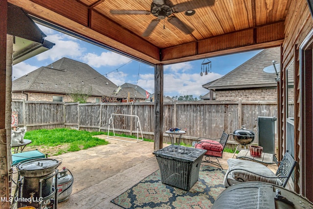 view of patio / terrace with ceiling fan