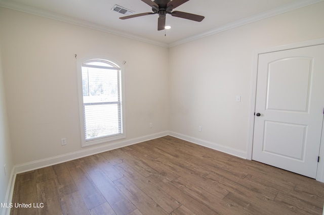 163 Frye Cir, Caledonia, MS 39740 - empty room with ceiling fan, ornamental molding, wood finished floors, and baseboards