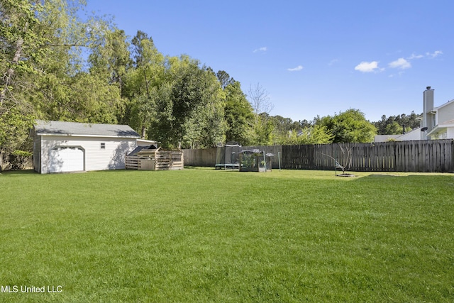 11222 Cypress Bayou Dr, Gulfport, MS 39503 - view of yard with a fenced backyard and a trampoline
