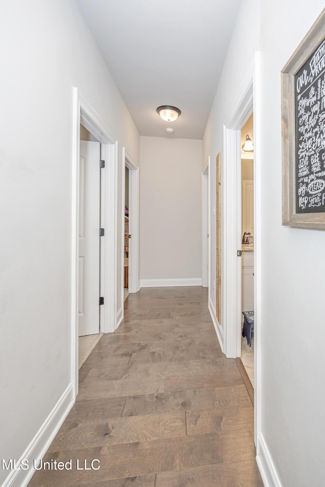 hall featuring wood-type flooring