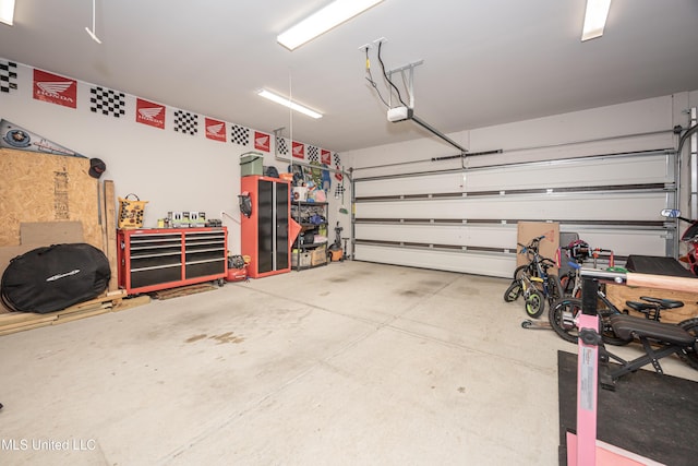 garage with a garage door opener