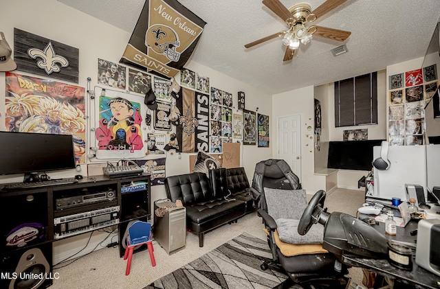 1805 Irish Hill Dr Unit 3, Biloxi, MS 39531 - carpeted office with a ceiling fan and a textured ceiling