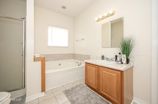 1805 Irish Hill Dr Unit 3, Biloxi, MS 39531 - full bathroom featuring tile patterned flooring, vanity, a bath, toilet, and a shower with door
