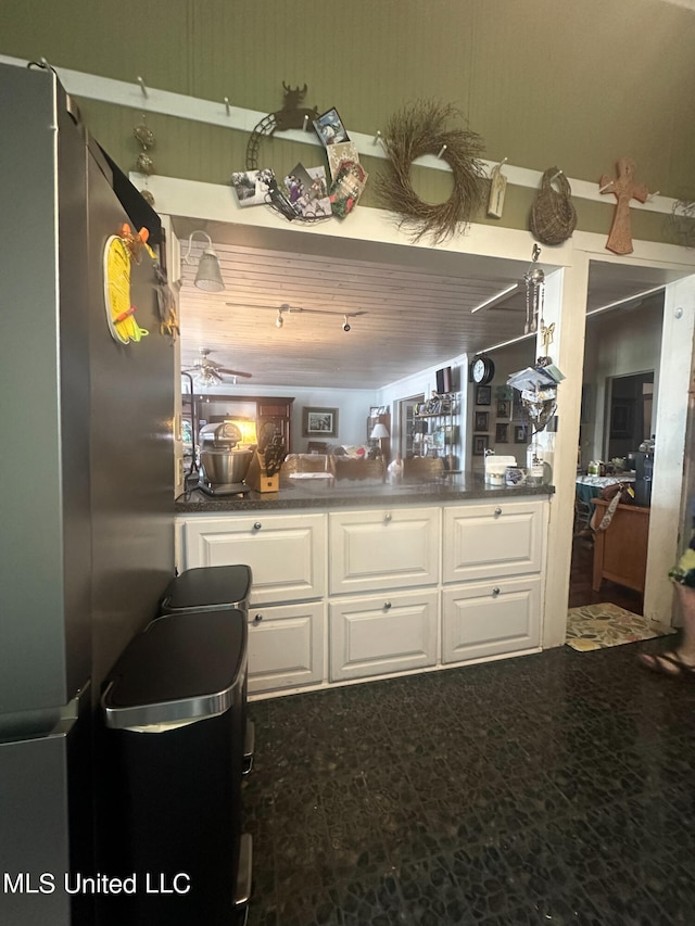 kitchen with white cabinets