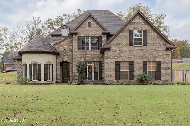 view of front of property with a front lawn