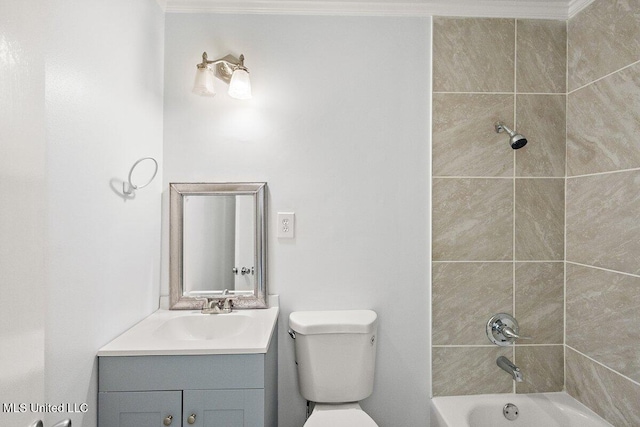 203 Bruin Ave, Pearl, MS 39208 - full bath with vanity, toilet, bathing tub / shower combination, and ornamental molding