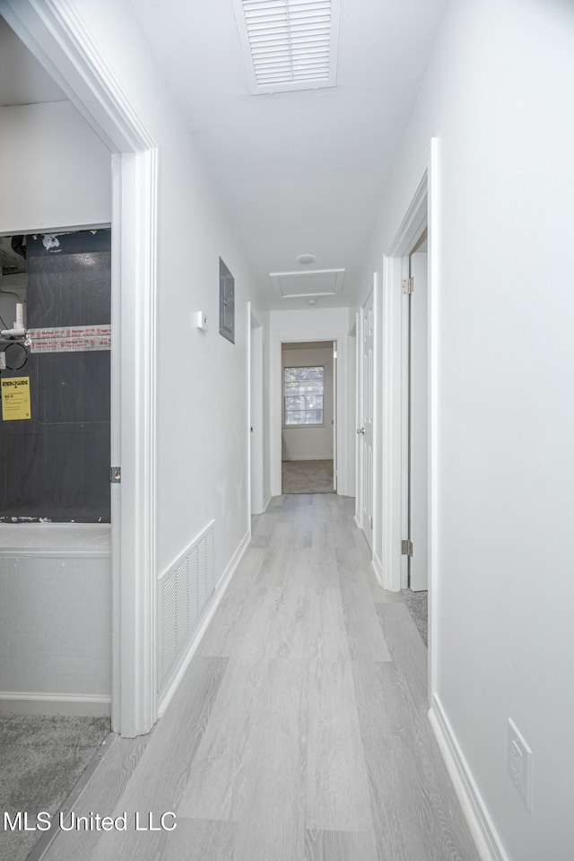 hall featuring light hardwood / wood-style flooring