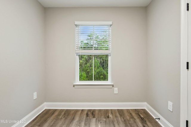 unfurnished room with wood-type flooring