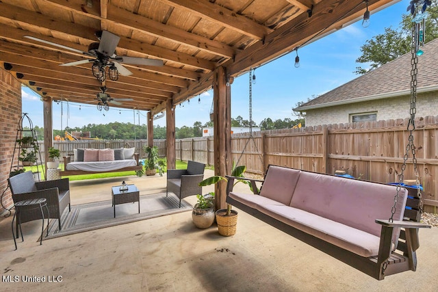 view of patio / terrace featuring outdoor lounge area and ceiling fan