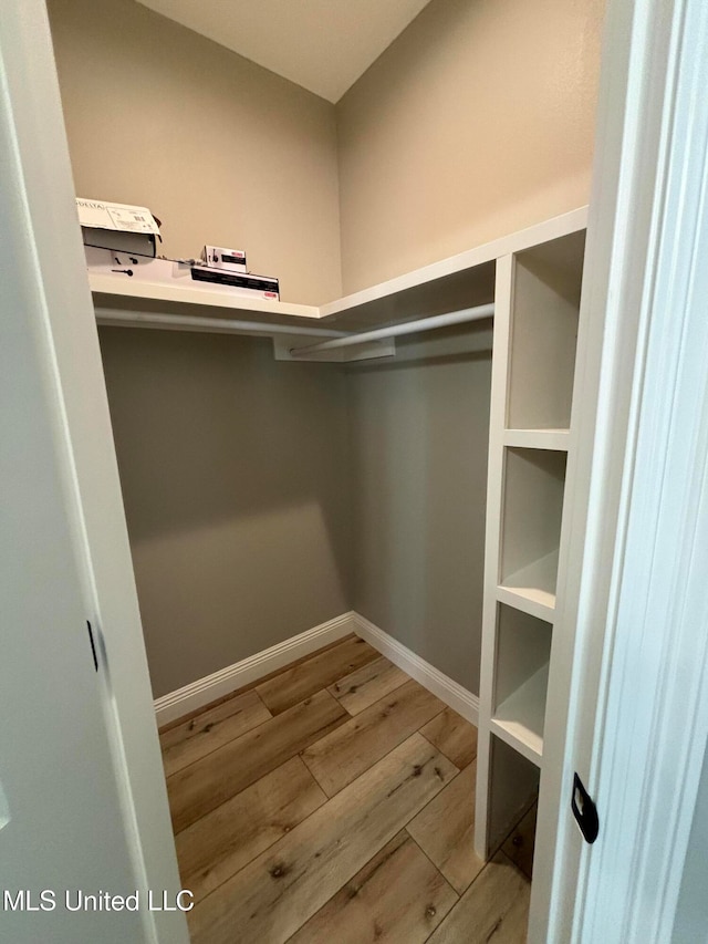 walk in closet featuring light wood-type flooring