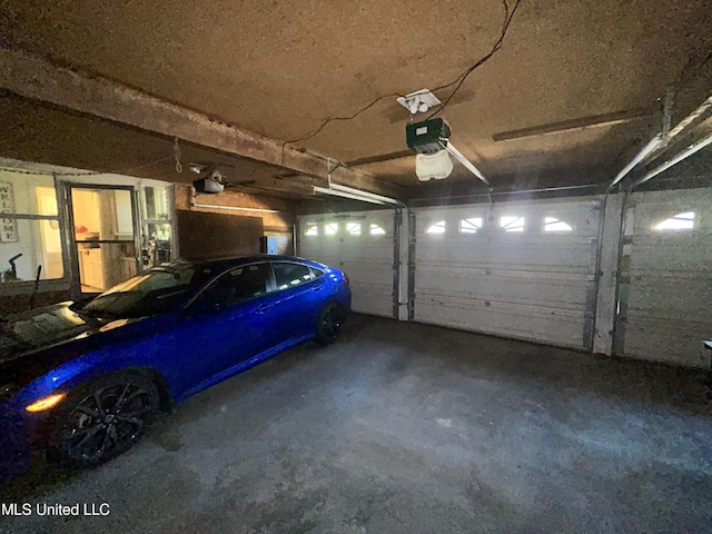 garage with a garage door opener