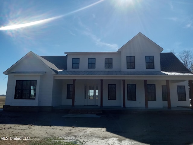 1400 Bayou Dr, Indianola, MS 38751 - view of front of property featuring a standing seam roof, covered porch, and metal roof