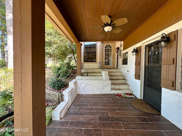 view of patio / terrace featuring ceiling fan