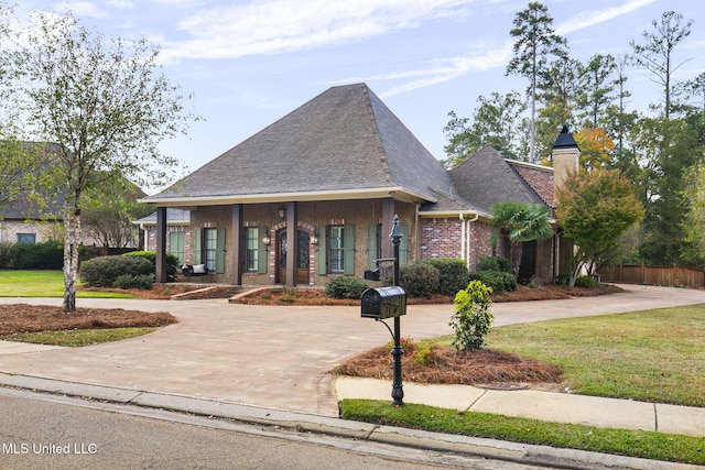 view of front facade featuring a front lawn